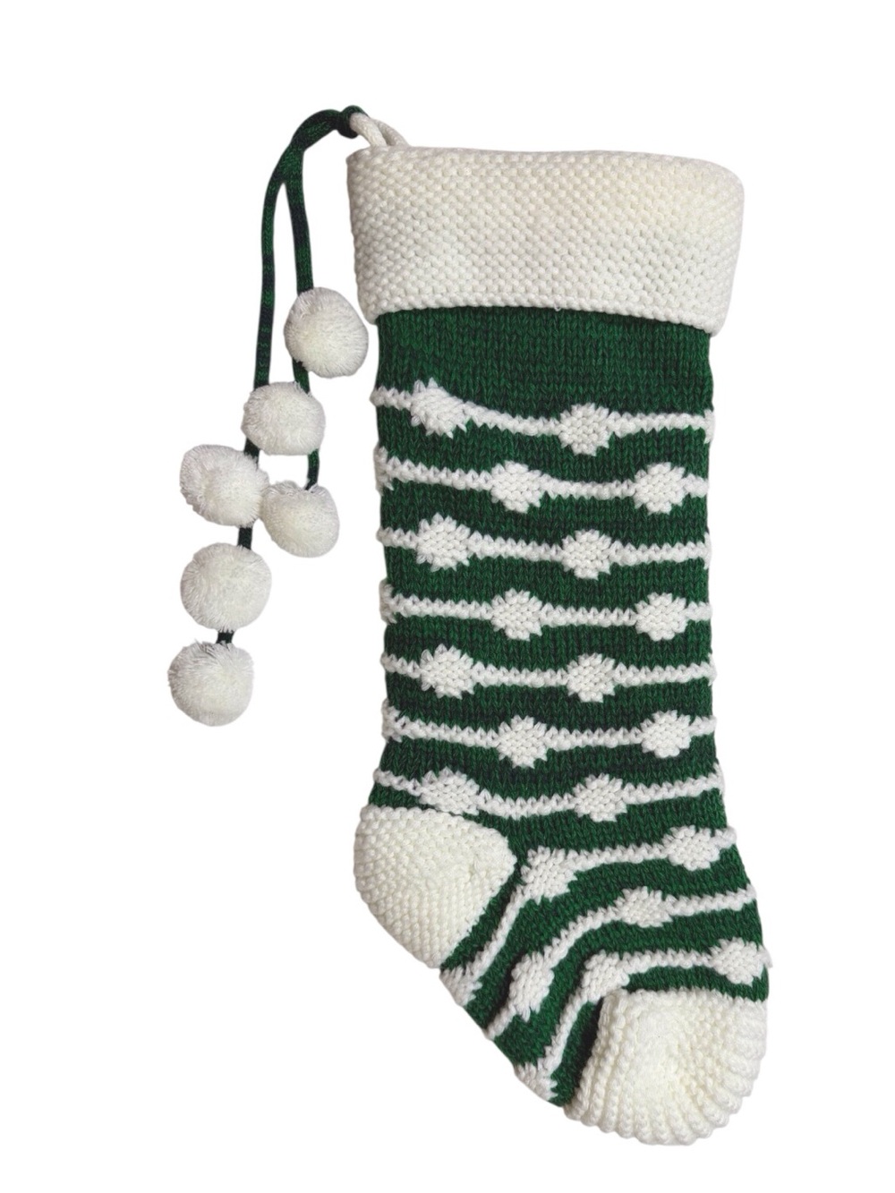 The Farmhouse Rachel Ashwell Green & White Knit Christmas Stocking